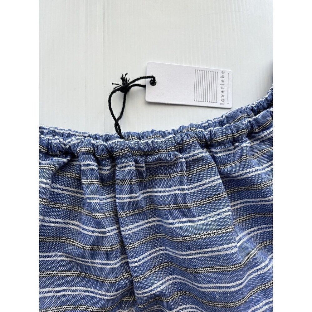 Nasty gal LOVERICHE Women's Blue Stripe Tulum Off-the-Shoulder Mini Dress Size S - Picture 9 of 16